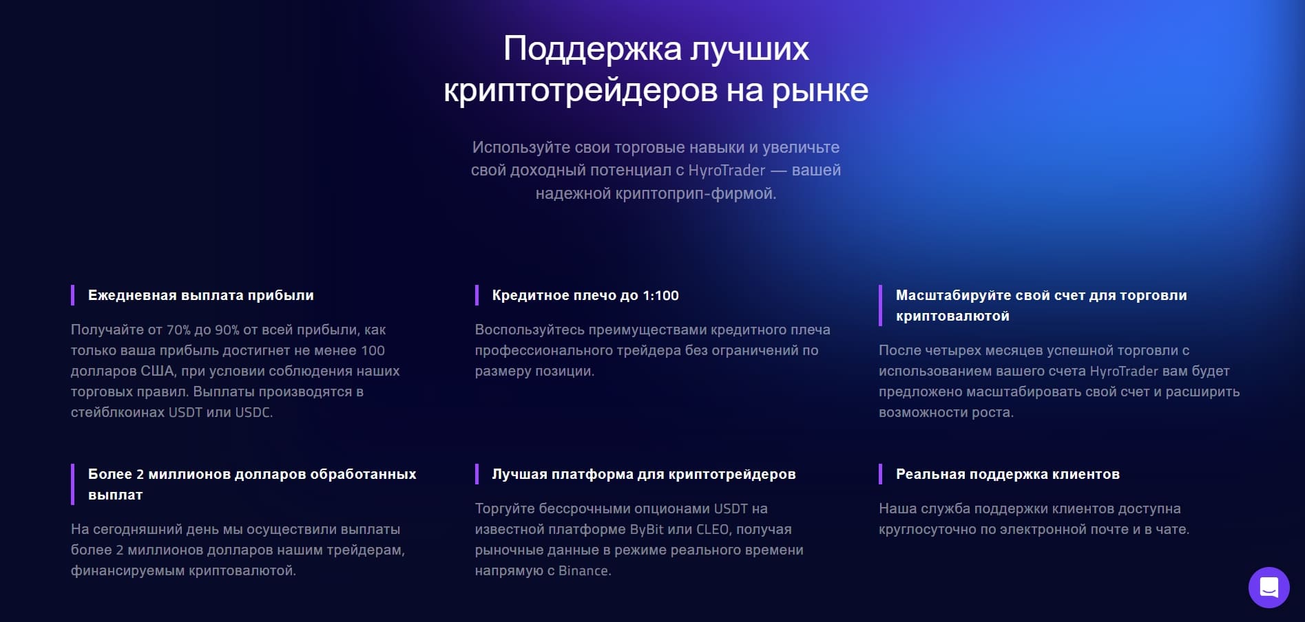 Поддержка криптотрейдеров