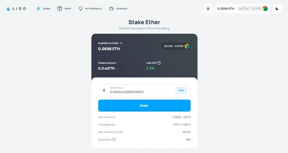 Стейкинг ETH на Lido Finance