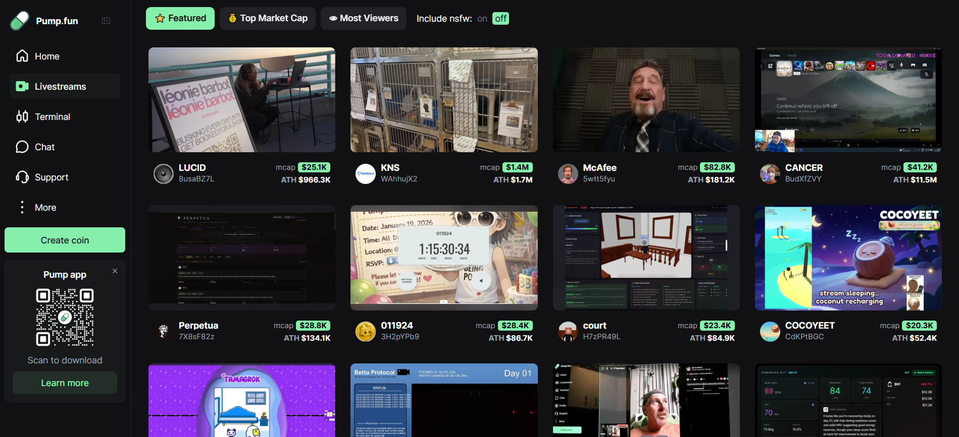 Live streams